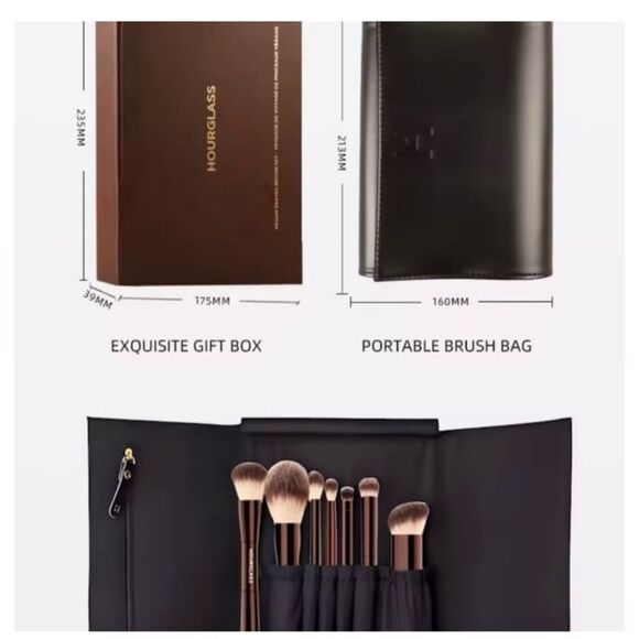 NIB Hourglass Set of 7 Travel Brush Set with Vegan Leather Case - Picture 5 of 13